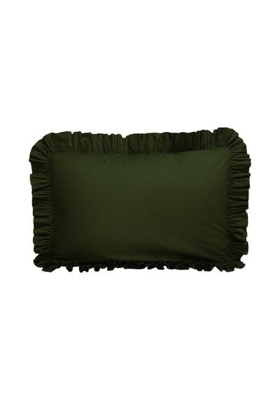 Fırfırlı Yastık Kılıfı Tek Kişilik 50x70 Cm 1 Adet %100 Doğal Pamuk 18 Farklı Renk Seçeneği Orman Yeşili