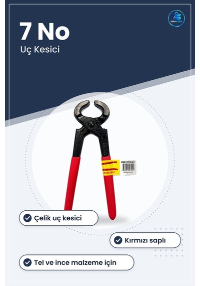 Kerpeten 7 No Hırdavat El Aleti Kırmızı Saplı Çelik Uç Kesici Pen