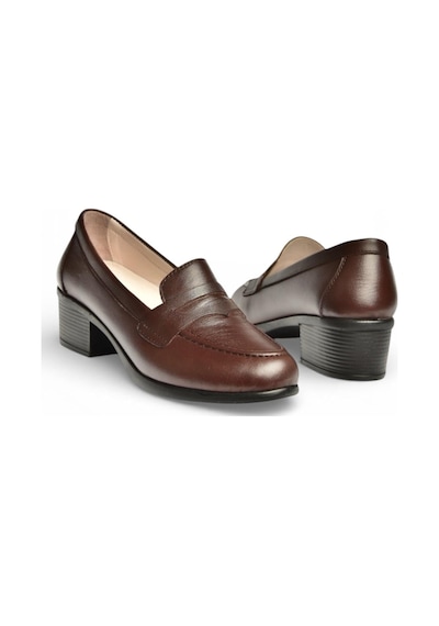 Fox Shoes Y555092203 Kahverengi Kalın Alçak Topuklu Kadın Ayakkabı Kahverengi