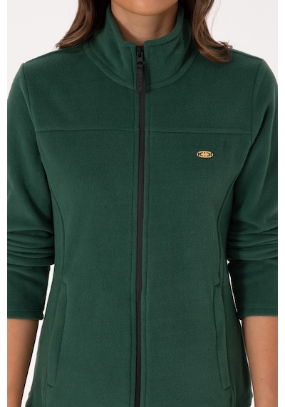 U.S. Polo Assn. Kadın Koyu Yeşil Fermuarlı Dik Yaka Polar Sweatshirt 50316729-VR079