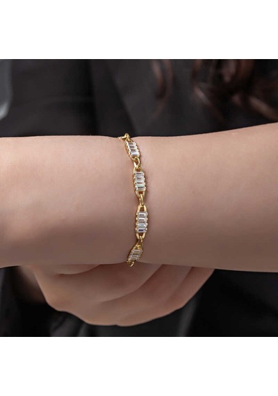 Gumush Gümüş Gold Baget Taşlı Kadın Bileklik