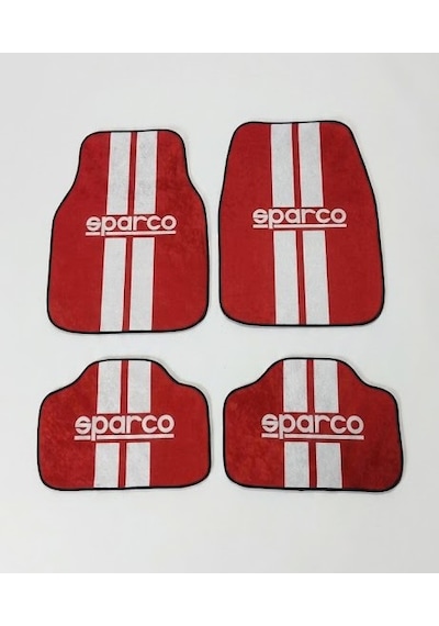 Oto Paspas Dekoratif Halı Dot Taban Kırmızı Beyaz Sparco