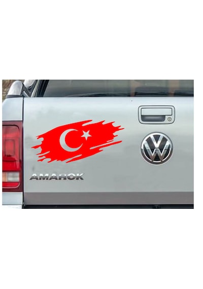 Yırtıklı Tırtıklı Türk Bayrağı, Ayyıldız, Araba Oto Motosiklet Karavan Sticker 02516 20x8 Cm