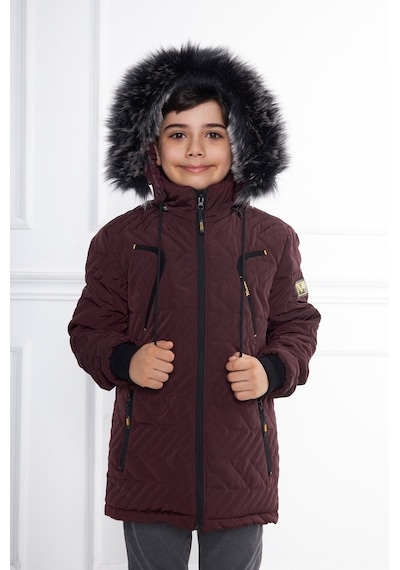 Sivaist Bordo Erkek Çocuk Su Ve Rüzgar Geçirmez Çıkartılabilir Ka