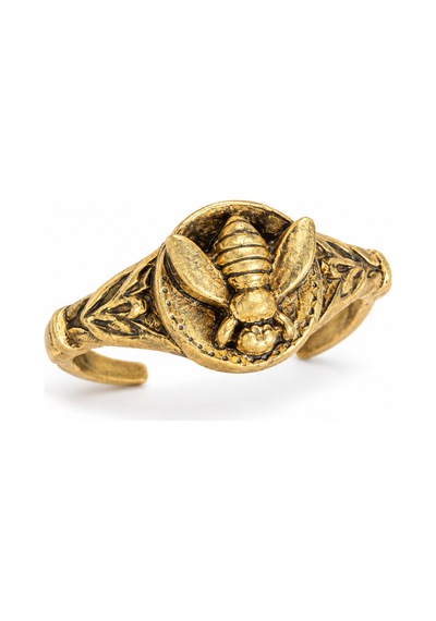 Esoo Jewelry Arı Figürlü Mühür Yüzük Ayarlanabilir Antik Pirinç Kadın Gold
