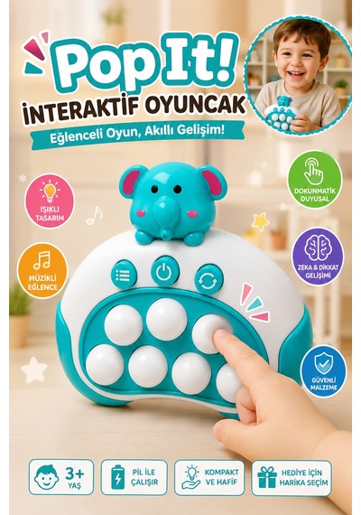 Işıklı Ve Müzikli Elektronik Pop It Akıl Ve Zeka Geliştirici İnteraktif Hızlı İtme Eğitici Oyuncak 3+ Yaş