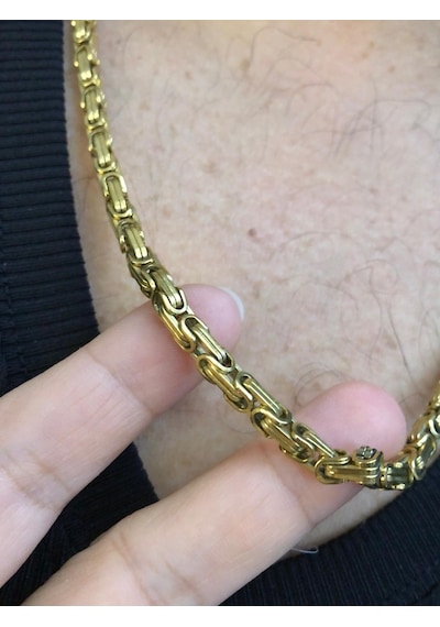 4.5mm Sarı Altın Kral Erkek Çelik Kolye Işıklı Kutuda Sevgiliye Eşe Babaya Kolye Sarı