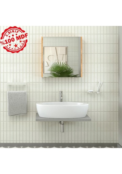 Roomart Ad7 Kulpsuz Tek Kapaklı Ahşap-Mat Beyaz Mdf 60 Cm Aynalı Beyaz