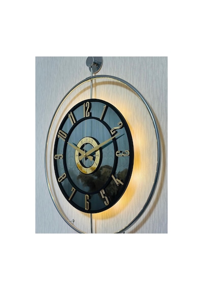 Pey Aksesuar Metal Camlı Duvar Saati Krom Statık 50 X 70cm Orta Boy Işıklı M51-kromgrı-füme-siyah-gold M51-kromgrı-füme-siyah-gold
