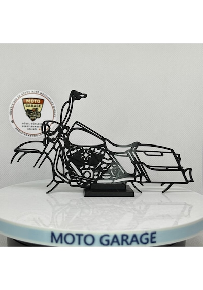 Harley Road King Masa Dekoru Klasik Cruiser Motor Figürü/silüeti