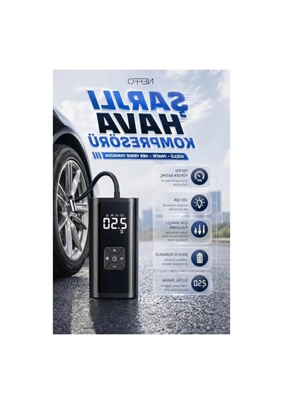 Şarjlı Hava Kompresörü, Lcd Ekran Ve 4500mah Güç Kapasitesi