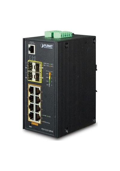 Planet Pl-ıgs-5225-8p4s 8 Port Gigabit Poe 4 Port Sfp 240w L2+ Endüstriel Yönetilebilir Switch