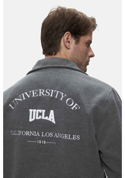Ucla Keane Koyu Gri Kaşe Kolej Ceket Çıtçıtlı Standard Fit Erkek Ceket Koyu Gri