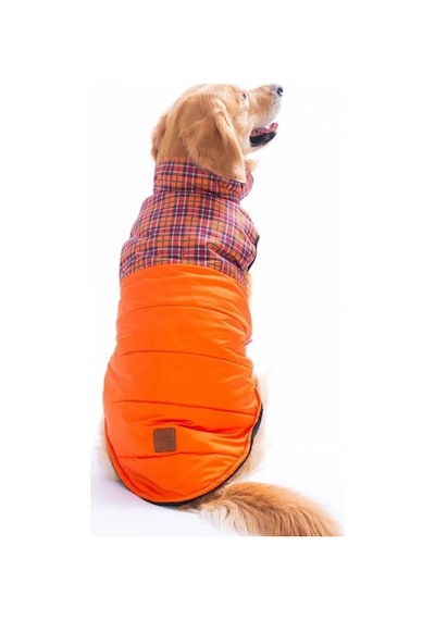 Pawstar Turuncu Elgin Paws Su İtici Orta-büyük Irk Köpek Puf Yelek Yağmurluk