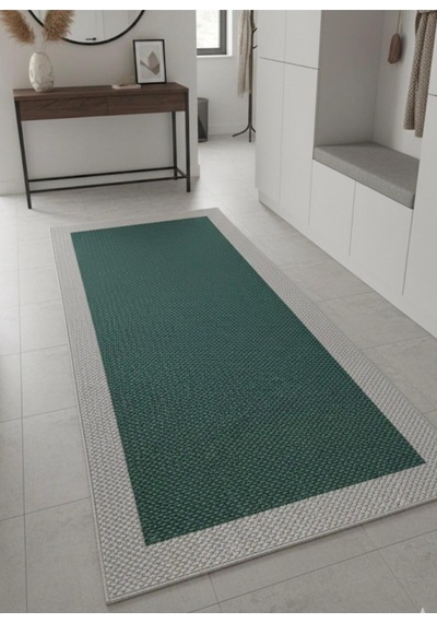 Lüks Sisal Makine Dokuması 8mm Dokuma Tabanlı Mutfak Balkon Halısı Yeşil-krem Yeşil-krem