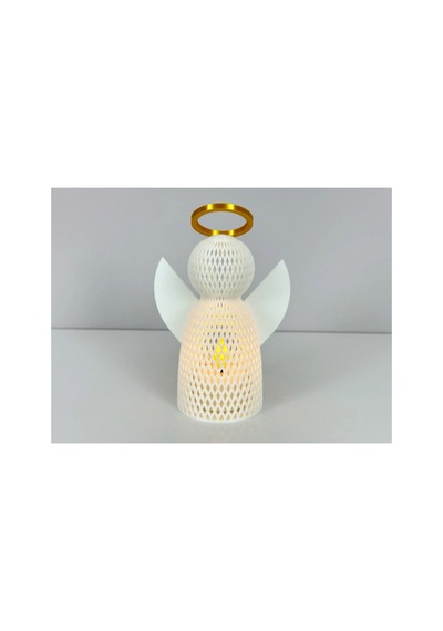 Alvera Decor File Dokulu Melek Tealight Mumluk 14,5 Cm Altın Haleli Dekoratif Fener Şamdan Masa Süsü