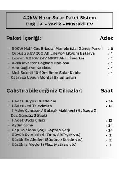 4.2kw Hazır Solar Paket 24v Mppt Akıllı İnverter Off-grid Sistem