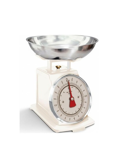 Amberhaus Retro Tasarım Analog Mutfak Terazisi - 2 Kg Kapasiteli Mekanik Gıda Tartısı - Çıkarılabilir Gümüş Kaseli Ve İbreli Vintage Mutfak Tartısı Çok Renkli