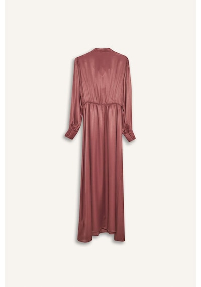 Defacto 	Regular Fit Fiyonk Yaka Saten Uzun Kollu Midi Elbise F0819AX25SP Bordo