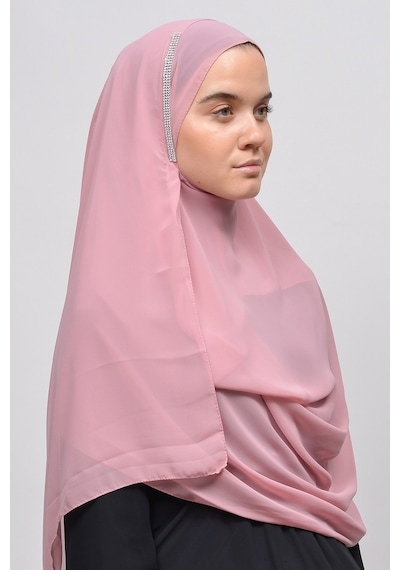 Altobeh Hazır Pratik Taşlı Malezya Tesettür Şifon Şal - Pembe