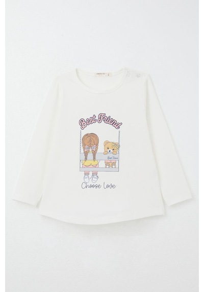 Breeze Kız Bebek Taytlı Takım Arkadaş Temalı Taytı Fiyonklu 9 Ay-3 Yaş, Ekru Ekru