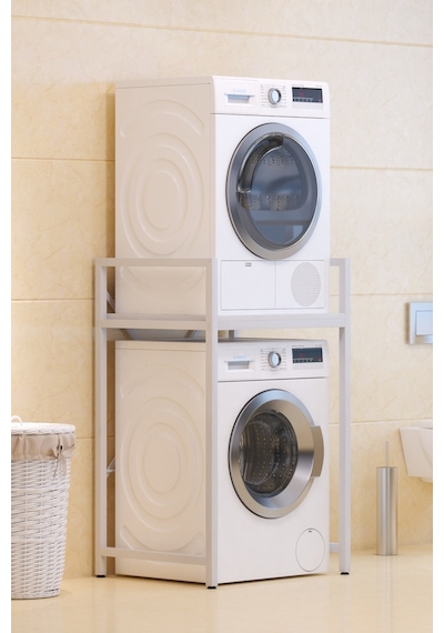 Çamaşır Makinası Ve Kurutma Makinası Rafı Çamaşır Makinası Üstü Banyo Düzenleyici Raf Beyaz-beyaz