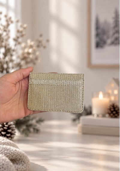 Elpida Bags Kadın Işıltılı Dokulu Kartlık Altın