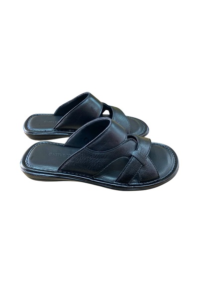 Castle Black 8521 Erkek Deri Yazlık Comfort Terlik Siyah Siyah