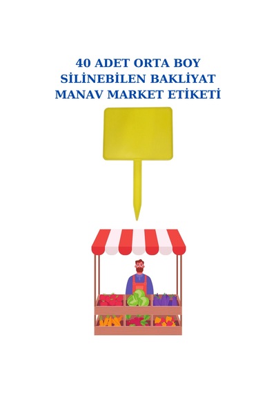 Yaz Sil Orta Boy Sapla Bakliyat Etiketliği 40 Adet Manav Pazarcı Etiketi 001 Sarı