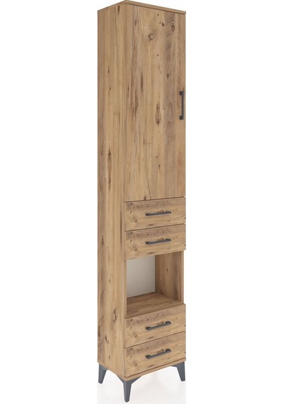 Arges Dolap 3 Raflı 4 Çekmeceli Tek Askılı 44x30x221 Çam-çam Çam