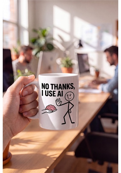 No Thanks I Use Aı Yazılı Kupa Bardak Komik Tasarım Baskılı Porselen Hediye Kupa Bardak Beyaz