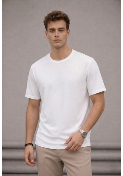 Bürke 3'lü Erkek/Unisex 2 Beyaz - 1 Lacivert Renk %100 Pamuk Bisiklet Yaka Basic Tişört