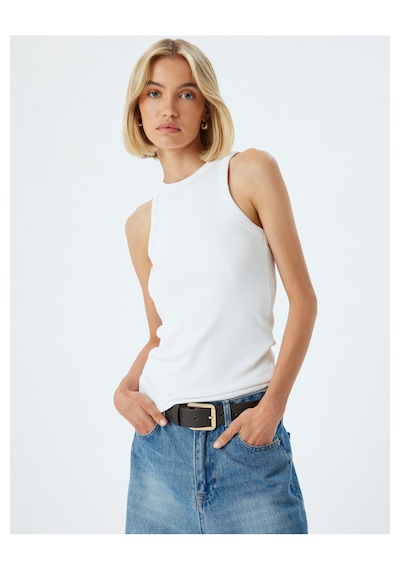 Koton Halter Yaka Atlet Modal Kumaş Dokulu Beyaz 4sak10969ek Beyaz