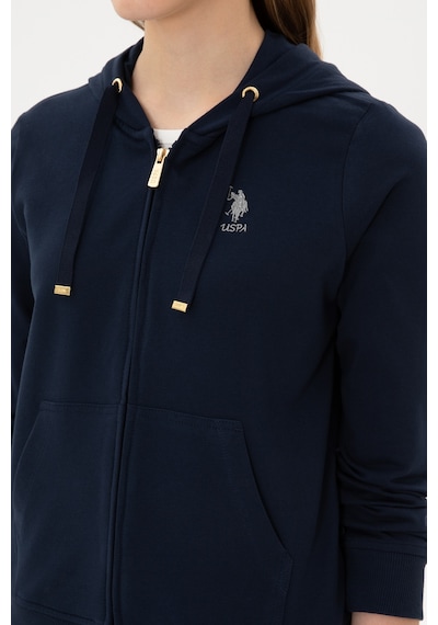 U.S. Polo Assn. Kadın Lacivert Fermuarlı Kapüşonlu Sweatshırt 50313594-VR033