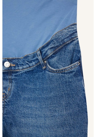 Defacto Straıght Fıt Beli Lastikli Bilek Boy Jean Yıkamalı Hamile Pantolon H2077ax26smnm28