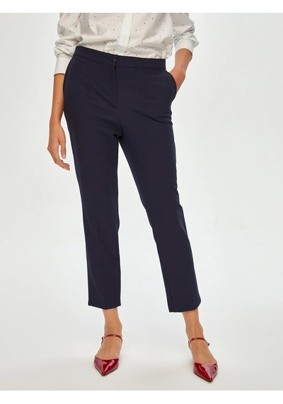 Faik Sönmez Arka Kemeri Lastikli Slim Fit Kadın Pantolon 00088 Lacivert