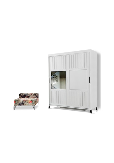 Pasifichome Huga 2 Kapaklı Sürgülü Gardırop & Yatak Odası Dolabı 190 CM Beyaz
