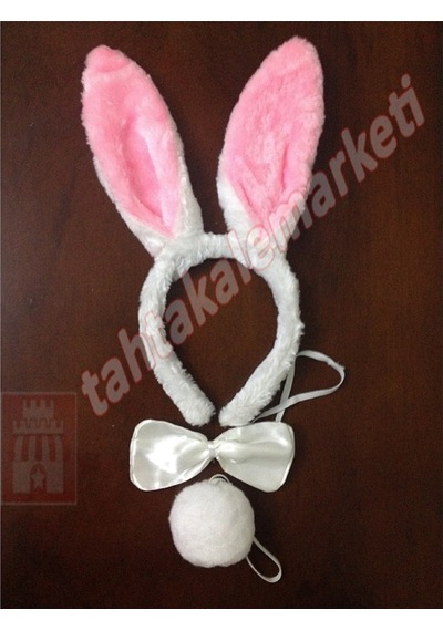 Tavşan Set Kulaklı Taç - Papyon - Ponpon Çok Renkli