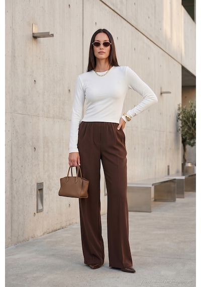 Lela Pamuklu Bisiklet Yaka Crop Bluz Kadın Bluz 5867060 Ekru