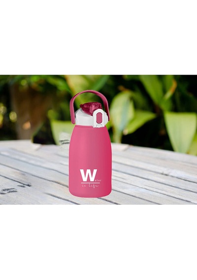 Bpa İçermez 1500 Ml Pembe Su Matarası Taşıma Askılı, Kilitli Kapaklı, Spor Günlük Kullanıma Uygun Pembe