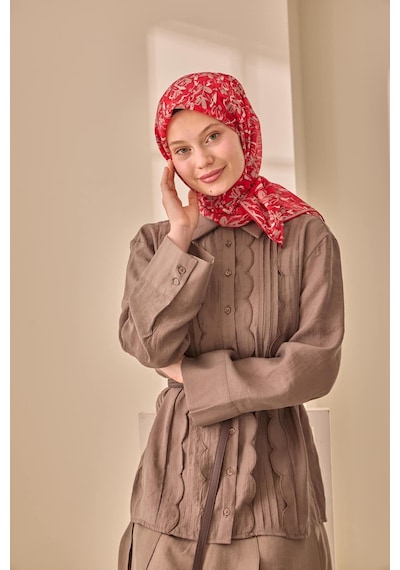 Silk Home Soft Eşarp 73091-31 Kırmızı, Vizon, Beyaz