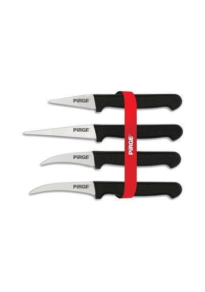 Pirge Dekor Bıçağı Seti 4 Parça 41274 + Lazer Yazı Siyah