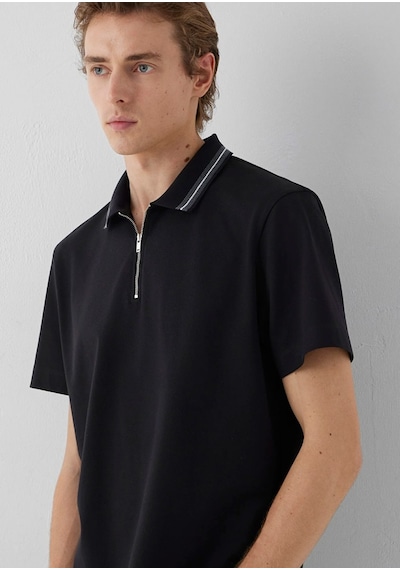 Mavi M0613535-900 Yarım Fermuarlı Polo Yaka Tişört Erkek Tişort siyah