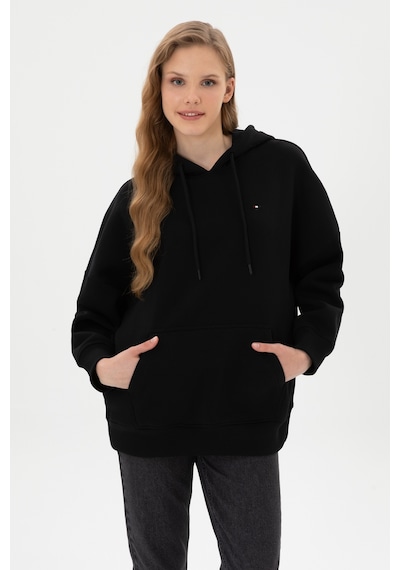 U.S. Polo Assn. Kadın Siyah Şardonlu Kapüşonlu Sweatshırt 50313567-VR046