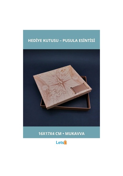 Pusula Temalı Kişiye Özel Şık Hediye Kutusu 16x17 Cm