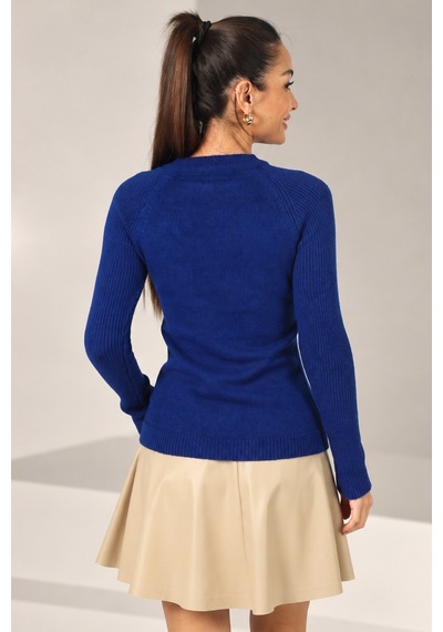 By Saygı Kadın Reglan Kollu Triko Bluz Saks