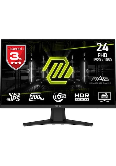 Msı Mag 244f 23.8 Fhd Rapıd Ips Flat 200hz 0.5ms Freesync Gamıng