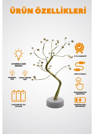 Hangast Hl-014t1 Dekoratif Pilli Masa Lambası Led 3 Renk