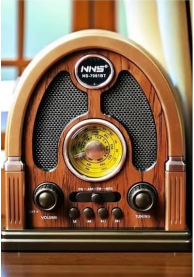 Nostaljik Bluetooth Radyo Ns-7061bt Şarjlı Taşınabilir Fm Radyo Mp3 Çalar