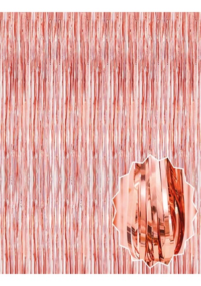 Rose Gold Püsküllü Kapı Perdesi - Parti, Bekarlığa Veda, Doğum Günü 1x2 M "